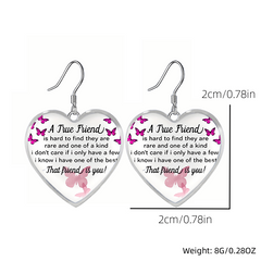 Girls Purple Butterfly Heart Glass Pendant Earrings Graduation Birthday Gift