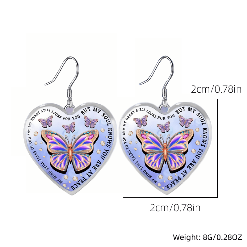 Purple Butterfly Glass Pendant Earrings for Girls