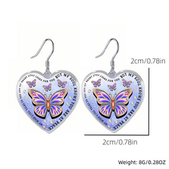 Purple Butterfly Glass Pendant Earrings for Girls