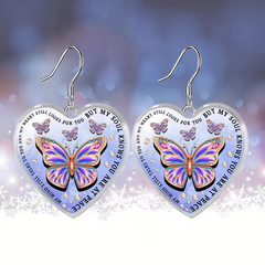Purple Butterfly Glass Pendant Earrings for Girls