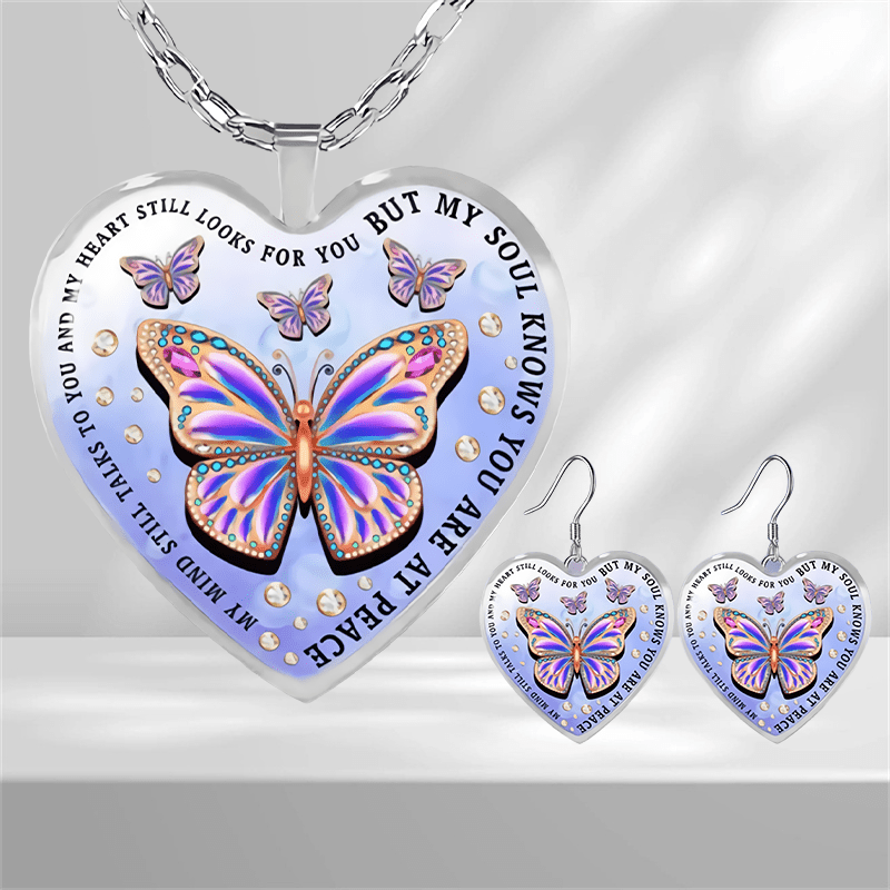 Purple Butterfly Glass Pendant Earrings for Girls