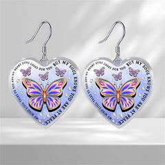 Purple Butterfly Glass Pendant Earrings for Girls