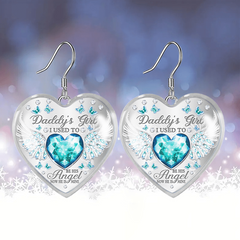 Sapphire & Wing Glass Pendant Earrings Graduation Birthday Gift