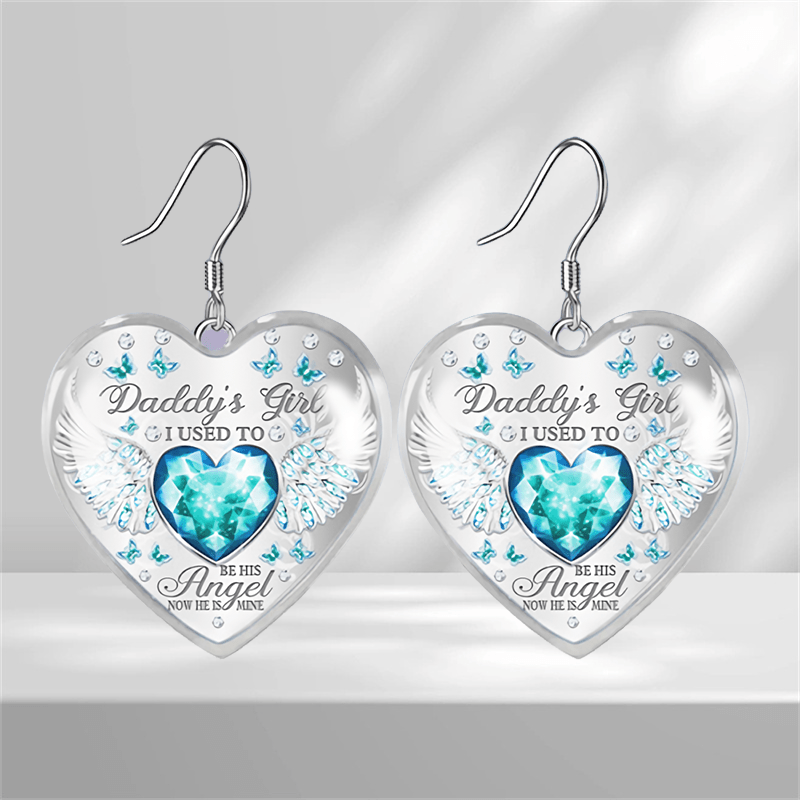 Sapphire & Wing Glass Pendant Earrings Graduation Birthday Gift