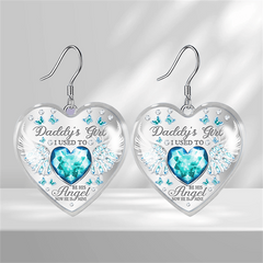 Sapphire & Wing Glass Pendant Earrings Graduation Birthday Gift