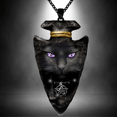 Girl Creative Cat Pattern Animals Necklace Geometric Triangle Pendant Necklace
