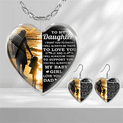 Heart Glass Pendant Earrings - Daughter Graduation Gift