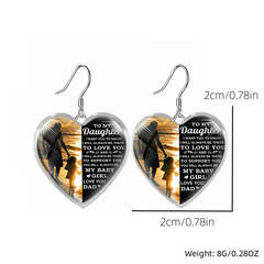 Heart Glass Pendant Earrings - Daughter Graduation Gift
