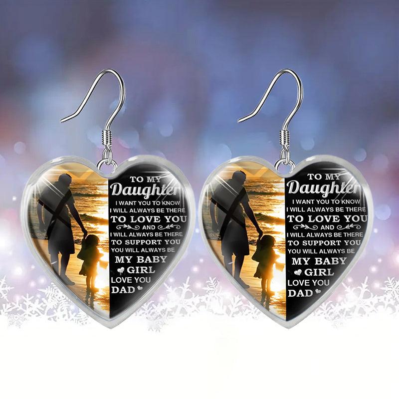 Heart Glass Pendant Earrings - Daughter Graduation Gift