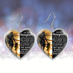Heart Glass Pendant Earrings - Daughter Graduation Gift