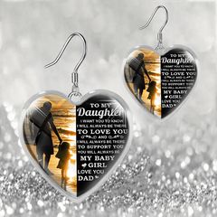 Heart Glass Pendant Earrings - Daughter Graduation Gift