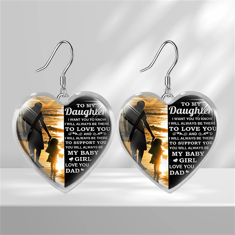 Heart Glass Pendant Earrings - Daughter Graduation Gift