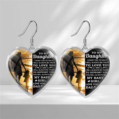 Heart Glass Pendant Earrings - Daughter Graduation Gift