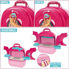 3-in-1 Pet Care Backpack Toy Set for Kids Cat Statue Toy Vet Clinic & More