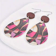 Abstract Pattern Faux Leather Earrings