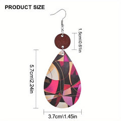 Abstract Pattern Faux Leather Earrings