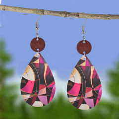 Abstract Pattern Faux Leather Earrings