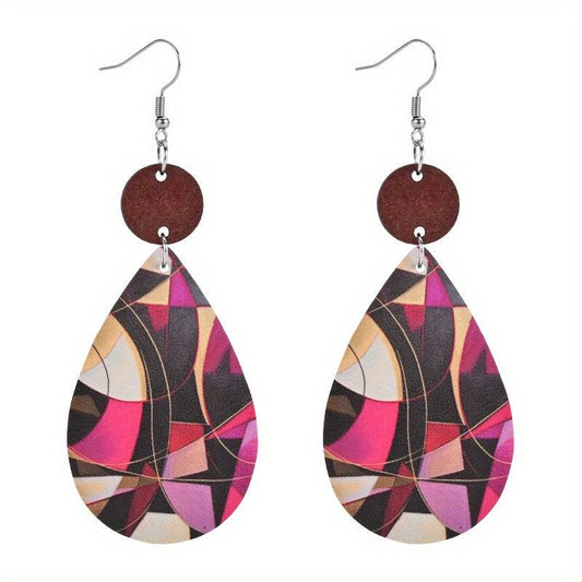 Abstract Pattern Faux Leather Earrings