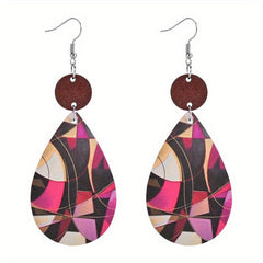 Abstract Pattern Faux Leather Earrings
