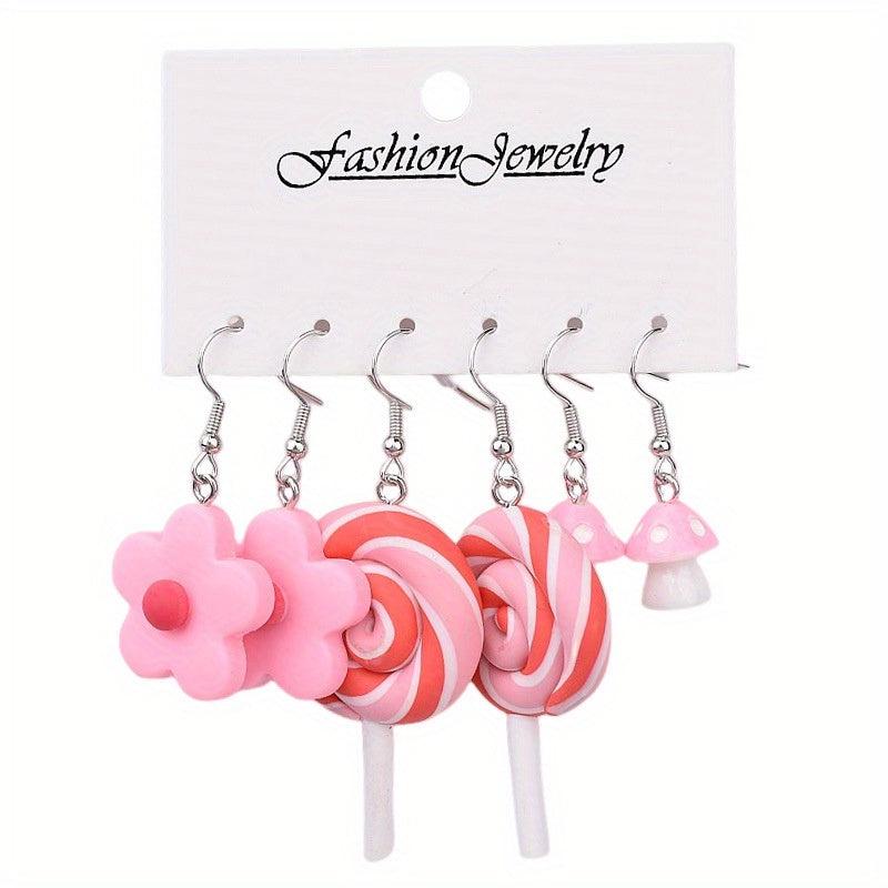6 Pairs Acrylic Earrings Set Funny Cartoon Design Yellow Duck Earrings