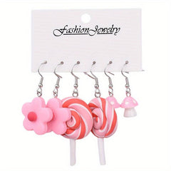 6 Pairs Acrylic Earrings Set Funny Cartoon Design Yellow Duck Earrings