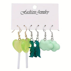 6 Pairs Acrylic Earrings Set Funny Cartoon Design Yellow Duck Earrings