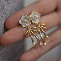 Camellia Bow Earrings Women Ear Jewelry Stud Earrings For Girls