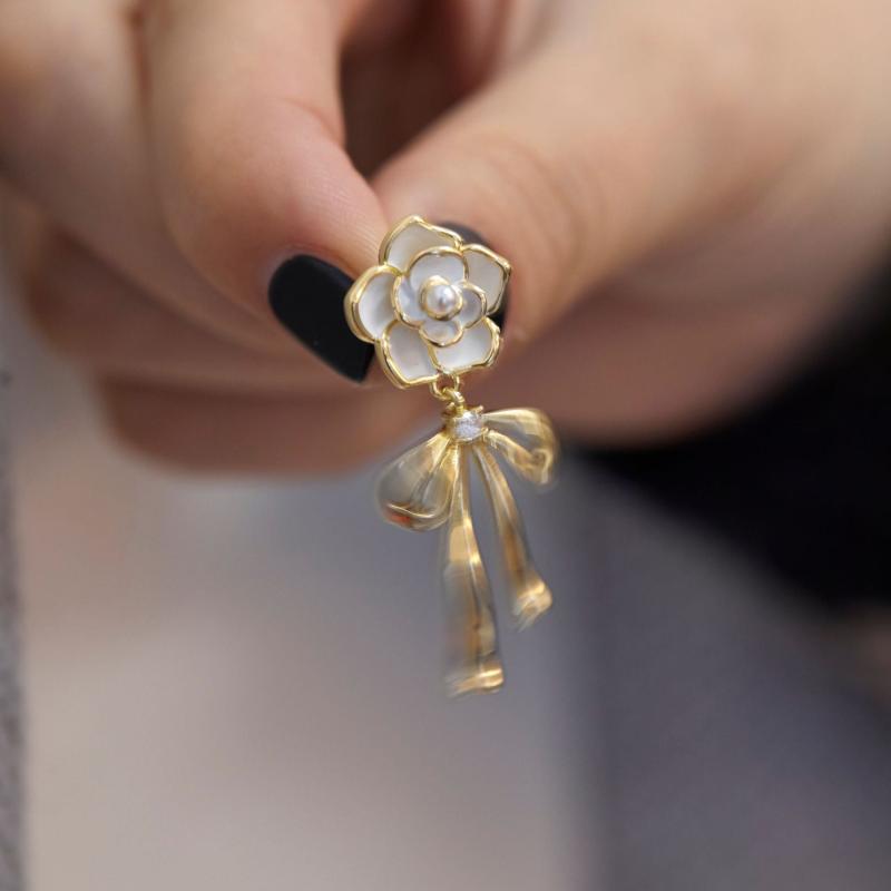 Camellia Bow Earrings Women Ear Jewelry Stud Earrings For Girls