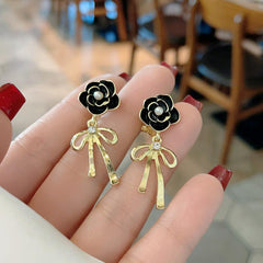 Camellia Bow Earrings Women Ear Jewelry Stud Earrings For Girls