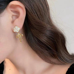 Camellia Bow Earrings Women Ear Jewelry Stud Earrings For Girls
