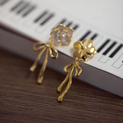 Camellia Bow Earrings Women Ear Jewelry Stud Earrings For Girls
