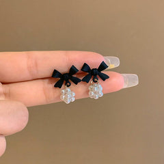 Bow Faux Pearl Earrings Girls Sweet Ear Jewelry