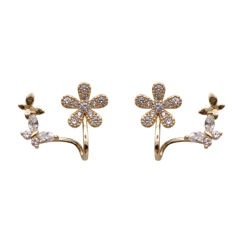 Niche Light Earrings Rhinestone Flower Butterfly Stud Earrings