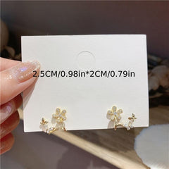 Niche Light Earrings Rhinestone Flower Butterfly Stud Earrings