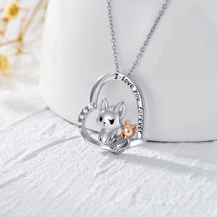 Heart Fox Gemstone Pendant Necklace Animal Charm Women Jewelry Gift