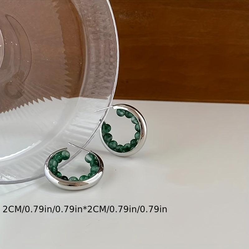 Green Beaded Hoop Earrings for Unique Style