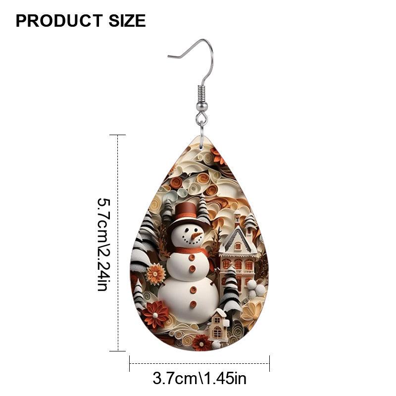 Snowman Leather Earrings Holiday Party Favors Girls Dress Up Jewelry