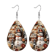 Snowman Leather Earrings Holiday Party Favors Girls Dress Up Jewelry