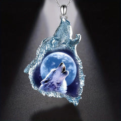 Ghost Wolf Punk Crystal Pendant Necklace