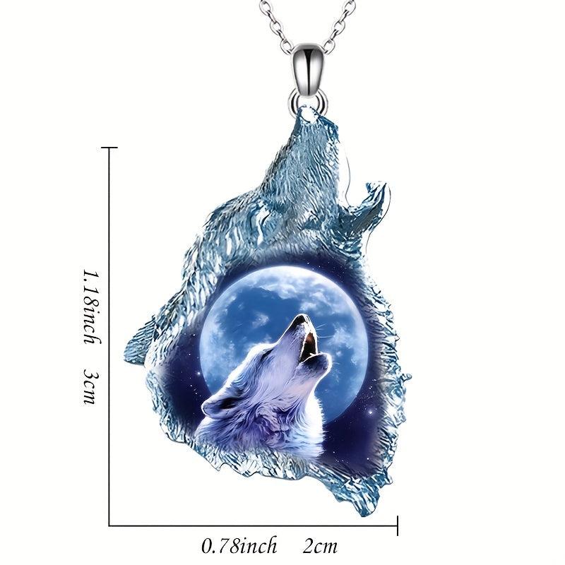Ghost Wolf Punk Crystal Pendant Necklace