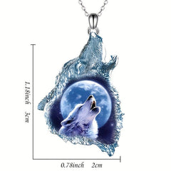 Ghost Wolf Punk Crystal Pendant Necklace