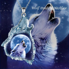 Ghost Wolf Punk Crystal Pendant Necklace
