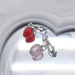 Summer Heart Strawberry Brooch for Girls
