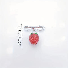 Summer Heart Strawberry Brooch for Girls