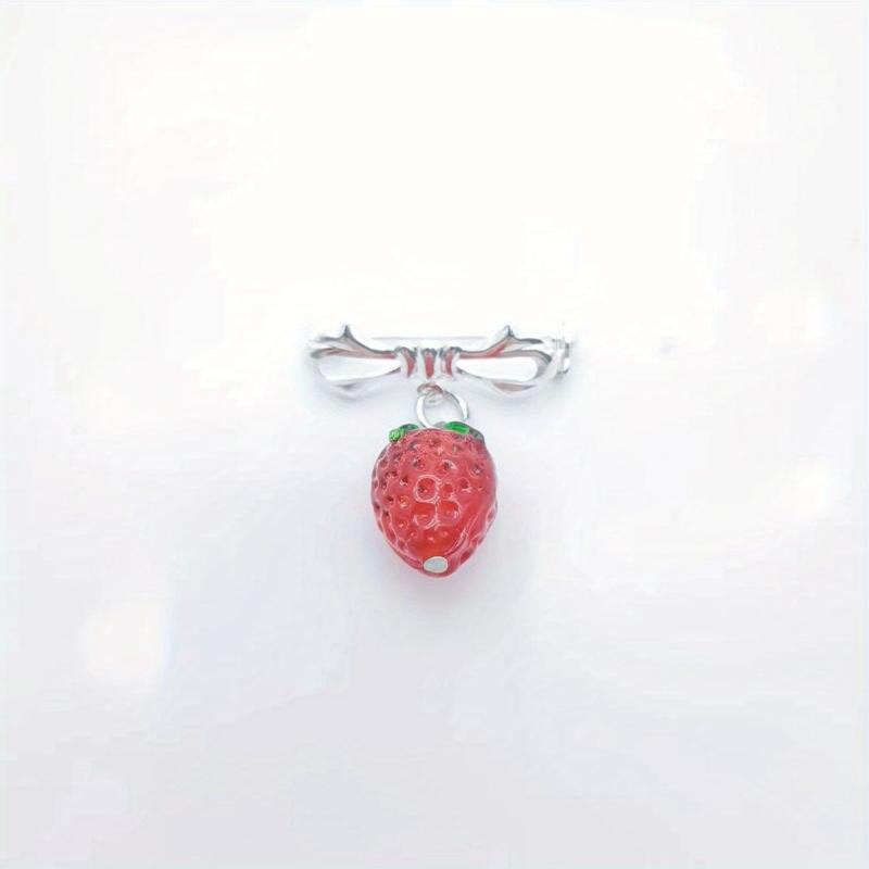 Summer Heart Strawberry Brooch for Girls
