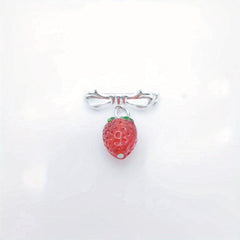 Summer Heart Strawberry Brooch for Girls