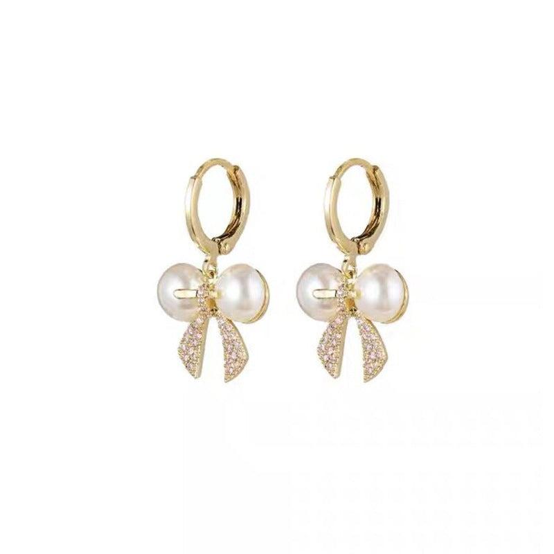 Bow Pearl Earrings Sweet Ear Jewelry