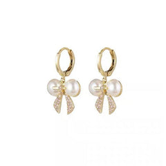 Bow Pearl Earrings Sweet Ear Jewelry