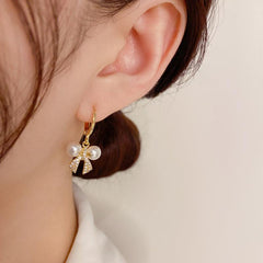 Bow Pearl Earrings Sweet Ear Jewelry