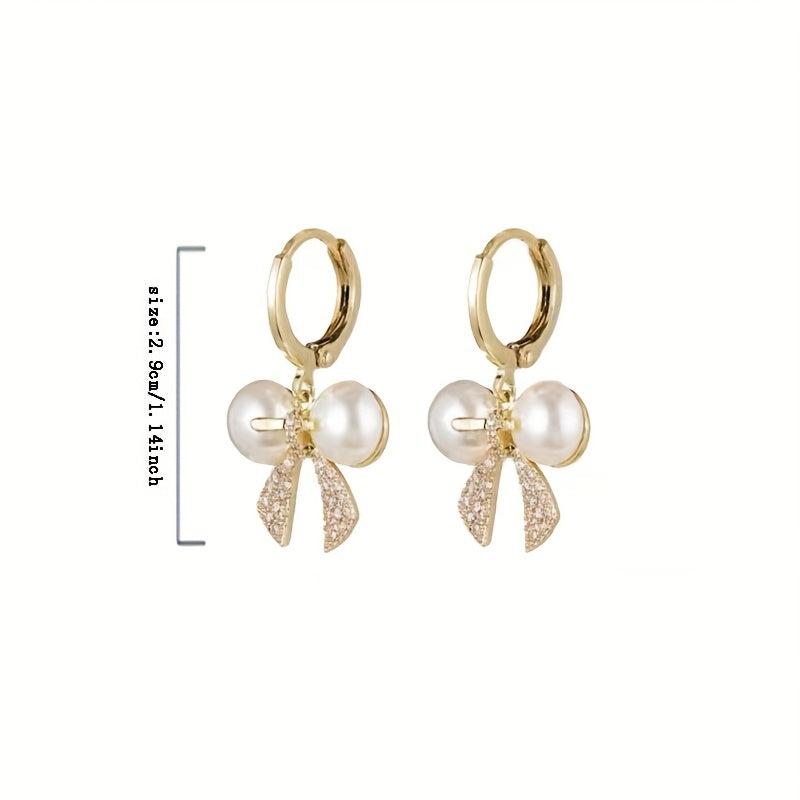 Bow Pearl Earrings Sweet Ear Jewelry